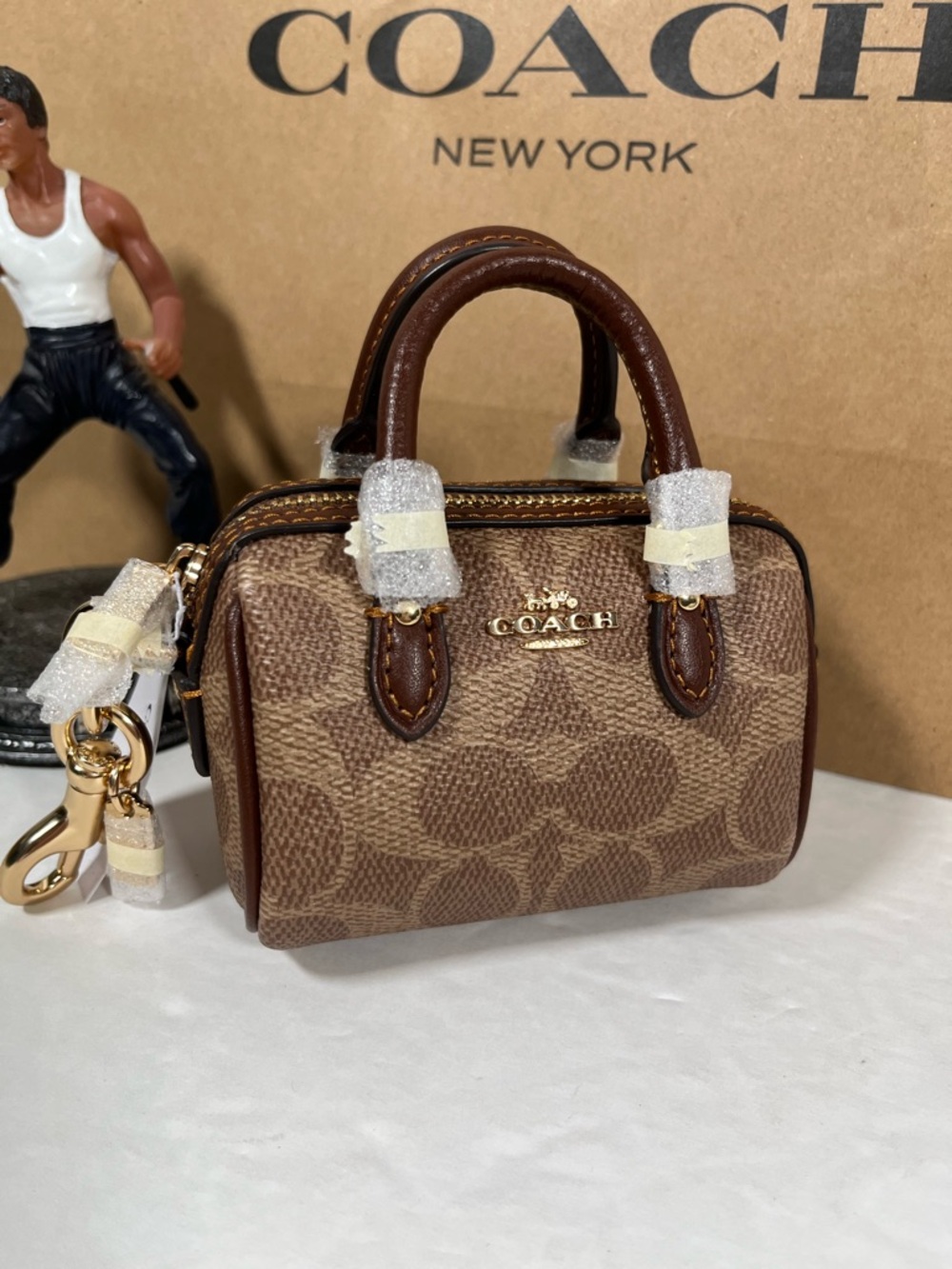 Coach Mini Rowan Bag Charm In Signature Canvas  NWT